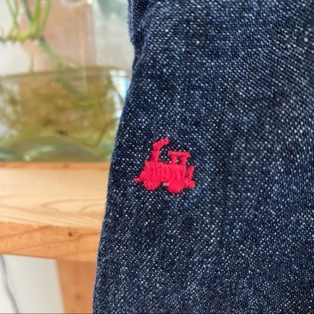 OshKosh B’gosh Red Train Embroidered Denim Overall Bibs 12 months